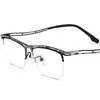Montura de gafas para miopía de titanio puro color unisex montura de gafas cuadrada de media montura Shenzhen se puede equipar con recubrimiento IP para miopía