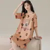 Nueva Bata de Noche al por Mayor para Mujer, de Manga Corta, Estilo Veraniego Delgado, Tallas Grandes, Vestido de Talla Mediana, Ropa de Dormir para Mujer, Dulce y Linda