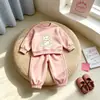 Lindo Conjunto para Niñas 2026 Nuevo Estilo Coreano Celebridad de Internet Infantil Elegante Casual Deportivo Sudadera con Capucha y Pantalones Conjunto de Dos Piezas a la Moda