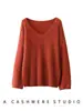 Conheça Outono e Inverno~2026 Camisa Básica Lisa de Lã com Gola V para o Dia a Dia de Outono Malha 100% Caxemira para Mulheres