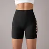 Pantalones cortos deportivos, pantalones de yoga de tres cuartos, shorts de yoga, shorts de running y fitness con corte lateral para realzar glúteos de durazno para mujer