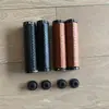 Cubierta de Manillar de Bicicleta Amortiguadora Plegable para Bicicleta Scooter Bicicleta de Montaña Cubierta de Manillar Cosida a Mano Cuero PU Accesorios Retro