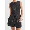 Venda Direta de Fábrica Atacado Amazon Aliexpress Comércio Exterior Transfronteiriço Moda Verão Conjunto de Top Sem Manga Jeans com Shorts