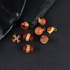 Plata de ley S925 chapada en oro de 24 quilates en toda la superficie, accesorio de joyería DIY de gota color cereza rojo sur, colgante de cuenta barril clásico retro