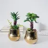 Estilo Luxo Leve Árvore Pequena Banhada a Ouro, Planta Verde Artificial, Decoração de Mesa para Casa, Escritório, Restaurante, Hotel, Pequeno Ornamento