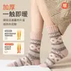 Invierno Nuevo Estilo Calcetines de Felpa Gruesos y Cálidos de Terciopelo Estilo Étnico Rayados Retro Calcetines para Dormir Calcetines de Media Pantorrilla para Mujer Venta al por Mayor