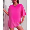 Camiseta básica lisa de poliéster de manga corta y cuello redondo para hombre y mujer, estilo pareja, top casual, especial transfronterizo