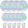 Nuevo en stock tema escamas de pez sirena plato de papel vaso de papel servilleta juego de vajilla suministros para fiesta