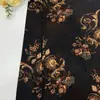 Patrón Floral Dorado ProfundoSeda PuraSeda XiangyunTela Estampada Digitalmente en el Frente, Vestido Qipao de Estilo Chino Tradicional