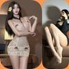 Pijama Sexy, Deseo Puro, Camisón de Malla Transparente con Encaje y Tirantes, Lencería Sexy, Talla Grande con Abertura, No Necesitas Quitarte el Uniforme