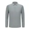 Camisa Polo Masculina de Manga Longa Casual de Negócios Gola Reversível Cor Sólida Respirável Secagem Rápida Top