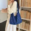 Bolsa de Tote de Nailon a Cuadros Estilo Coreano para Mujer 2026 Nuevo Verano Estilo Coreano Bolso de Hombro de Gran Capacidad Bolso Cruzado para Viajes