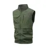 Chaleco Chaqueta de Trabajo Multifuncional Casual para Hombre con Cuello Alto y Múltiples Bolsillos para Fotografía al Aire Libre Pesca Estilo Montaña