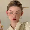 Armazón de Gafas sin Montura Estilo Japonés para Miopía, Graduación Personalizable, Armazón Pequeño Elegante para Mujer para Rostros Cuadrados y Redondos, Armazón Delgado de Metal Dorado