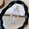 Cadena para colgar funda de teléfono de vidrio con cuentas de flor de borla, colgante de cristal exquisito, accesorio para bolso, adorno de cordón para llave de coche