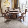 Mesa de Comedor Redonda de Madera Maciza Ébano Nueva China Placa de Roca Mesa Redonda de Comedor Hogar Lujo Ligero Combinación de Mesa Redonda de Comedor para 12 Personas