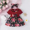 2025 Lazo Transfronterizo Amazon ins Verano Cuello de Muñeca Bebé En stock Vestido de Punto Floral Pequeño