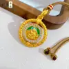 Nuevo Collar con Colgante Giratorio del Dios Amarillo de la Riqueza, Estilo Chino, Alta Retención de Color, Chapado en Oro, Esmalte, Incrustado con Diamantes, Cadena para Clavícula, Cadena para Suéter, Estilo Nacional
