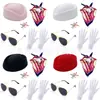 Set de Accesorios de Auxiliar de Vuelo para Cosplay de Halloween: Sombrero de Auxiliar de Vuelo, Bufanda, Guantes, Gafas de Sol, Pin de Avión, Accesorios para Actuación en Escenario