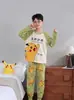 Pijama Novo de Gola Redonda para Meninos Primavera e Outono Pijama Infantil Cartoon Conjunto de Pijama com Calça de Manga Longa para Meninos