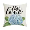 Funda de almohada Amazon transfronteriza con estampado de plantas y flores, funda de cojín decorativa de lino para sofá de sala de estar