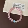 Pulsera elástica de cuentas con piedra ojo de gato rosa, dulce y elegante, para mujer, accesorio de muñeca simple, único, moderno y a la moda