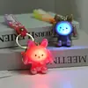 Llavero creativo de conejo acrílico luminoso, llavero de conejo con luces intermitentes lindas, accesorios colgantes para bolsa de estudiante