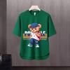 Camiseta de manga curta masculina Moda Marca Verão Manga Solta de Cinco Pontos 2024 Nova Internet Trendy Ins Simples Top Impresso