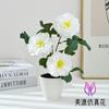 Flor de Rosa Artificial de Tres Cabezas Flor de Té Bonsái Flor Artificial Adorno Creativo Planta Artificial Fabricante Suministro Directo Planta Artificial en Maceta