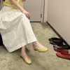 Versión de piel de oveja~Bailarinas vintage tachonadas, zapatos planos sin cordones de punta redonda y corte bajo, Mary Janes tachonadas planas versátiles