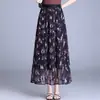 Falda elegante de gasa con estampado floral de cintura alta para mujer, nueva moda de verano 2026, falda versátil de línea A que estiliza, de longitud media