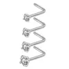 E-commerce Transfronteiriço Popular em Forma de L em Forma de S em Forma de Z Zircônia Aço Inoxidável Reto 7 Caracteres 5 Caracteres Super Brilhante Cravejado de Diamantes Joias para Piercing Argola de Nariz Pino de Nariz