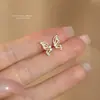 Pendientes de Ala de Mariposa Hueca de Plata S925 con Incrustación de Circonita para Mujer, Estilo de Lujo Ligero de Gama Alta, Tachuelas Únicas para Cartílago, Venta al por Mayor