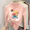 Blusa casual de manga comprida para meninas DeRong, nova coleção outono e inverno, design estiloso e versátil de gola alta para crianças mais velhas