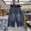 Jeans Cropped Rasgados Vintage Talla Plus para Mujer, Estilo Verano, Holgados de Cintura Alta, Pantalones Rectos de Pierna Ancha Adelgazantes para Figuras Pequeñas y Curvilíneas