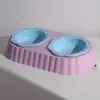 Cuenco Cerámico con Forma de Flor para Gato, Cuenco para Mascotas, Cuenco para Perro, Cuenco para Comida de Gato, Doble Cuenco Dos en Uno, Antiderrames, Cuenco para Alimentar Gatos que Protege el Cuello, Cuenco de Agua