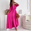 Vestido Verano Nuevo Mujer Falda Larga Transfronterizo Europeo y Americano Popular en Amazon Falda de Tirantes Color Sólido Falda Larga de Playa