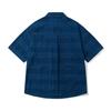 Yidao Vintage 2025 Verão Novo Estilo Tingido em Fio Índigo Casual Camisa de Manga Curta para Homens Camisa Retrô Lavada de Meia Manga