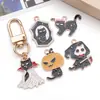 Acessórios de Halloween Transfronteiriços Morcego Gato Preto Chaveiro DIY Colar Brincos Pingente Esmalte Liga Charme
