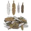 Adornos Retro de Aleación de Zinc con Forma de Pluma y Hoja con Colgantes Accesorios para Joyería DIY Colgantes para Collares, Pendientes, Llaveros Venta al por Mayor