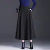 Falda de sarga plisada línea A para mujer 2026 Otoño/Invierno Nueva de cintura alta adelgazante larga elegante para ir al trabajo Falda de bajo ancho