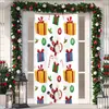 Cubierta de Puerta de Tela Elástica Cubierta de Puerta de Navidad Alegre Transfronteriza Tapiz Fondo de Tela de Regalo de Papá Noel para Fiesta Festiva