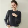 26 Suéter de Cachemira para Mujer Otoño/Invierno, Cuello Redondo, Hombro Raglán, Suéter Grueso de Color Sólido, Corte Holgado, Camiseta Básica de Punto Adelgazante