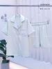 2025 Hongyi Primavera y Verano Nuevo Traje Corto de Cinco Mangas de Seda Hielo y Nieve para Mujer con Almohadilla en el Pecho Se Puede Usar como Ropa de Casa