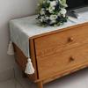 Tela para Cubrir Gabinete de TV y Mesa de Café de Algodón y Lino Estilo Japonés Caminero de Mesa Largo Tela Protectora para Muebles Tela Decorativa con Borlas en las Cuatro Esquinas