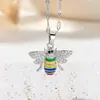 Collar Colgante de Abeja Esmaltada con Pedrería Bicolor Dorado y Plateado, Estilo Nuevo y Sencillo para Mujer, Estilo Versátil, en Stock para Entrega Rápida, Suministro Transfronterizo