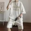 Conjunto de Shorts de Manga Curta Waffle Fino Estilo Americano de Verão para Adolescentes, Roupa Casual Versátil para Homens 2025