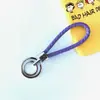 Chaveiro de corda trançada com anel duplo chaveiro de couro PU colorido novo pingente para bolsa feminina chaveiro para pendurar na cintura