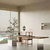 Sala de Estar Estilo Wabi-Sabi Mesa de Centro de Madera Maciza y Combinación de Sillas Mesa de Centro Creativa Simple Mesa de Café de Acrílico Mesa de Recepción de Tablero Grande Estilo Zen