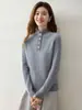Suéter de Tricô de Cashmere com Gola Alta Estilo Coreano para Mulheres, Pulôver de Manga Longa, Simples e Versátil, Top Quente para Camada Base